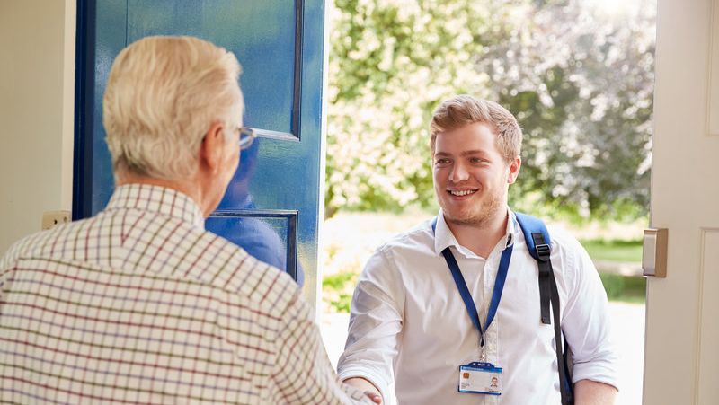 A carer meeting a client